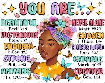 You are beautiful victorious enough strong png sublimation design download, afro woman png, black woman design png, Christian png, download