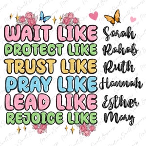Women of the Bible png sublimation design download, Christian png, Religious png, woman png, floral png design, sublimate designs download