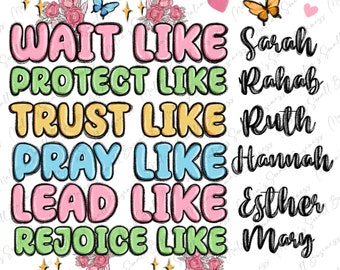 Women of the Bible png sublimation design download, Christian png, Religious png, woman png, floral png design, sublimate designs download