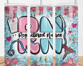 登録看護師 RN 20 オンス スキニー タンブラー png、看護師タンブラー ラップ png、看護 20 オンス タンブラー デザイン、タンブラー png ダウンロード