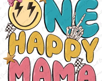 Una feliz mamá png descarga de diseño de sublimación, mano esqueleto png, rocker png, groovy png, descarga de diseños sublimados