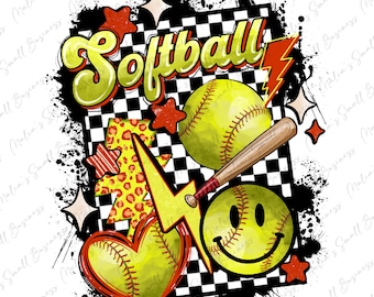 Téléchargement de conception de sublimation png de softball vintage, png de sport, png de jour de match, png de softball d'amour, png de jeu de softball, téléchargement de conceptions de sublimation