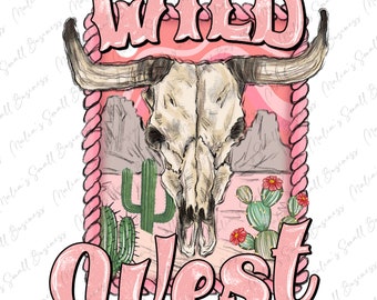 Wild west png sublimation design download, western bull skull png, desert vibes png, western png, sublimate designs download