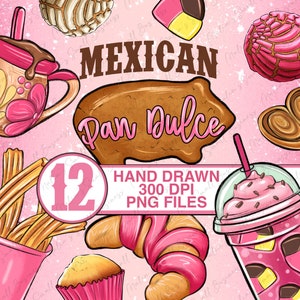 Pacote de design de sublimação png pan dulce mexicano, padaria mexicana png, México png, pacote de sobremesa mexicana png, download de designs sublimados