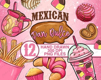 Mexican pan dulce png sublimation design bundle, Mexican bakery png, Mexico png, Mexican dessert bundle png, sublimate designs download