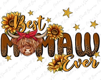Best Mamaw ever Cow png sublimation design download, Hand Drawn Cow png, cute Cow png, Mamaw png, sublimate designs download