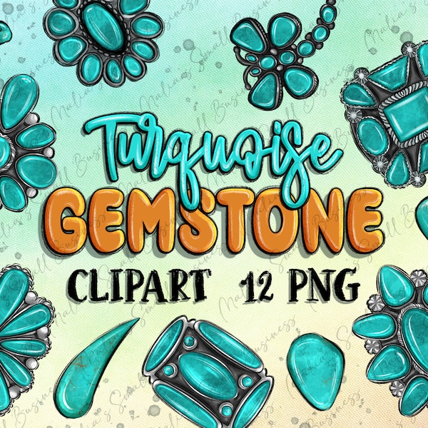 Turquoise Gemstone Png Sublimation Design Bundle, Gemstone Hand Drawn Digital Clipart, Set of 12 Turquoise Gemstone Png File, Png Downloads