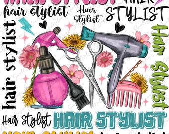 Hair Stylist typography png sublimation design download, hairdresser png, hair boss png, hairstylist png, sublimate designs download