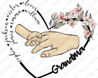 Download personalizado do design de sublimação da vovó png, vovó png, vovó amor png, coração floral png, download de designs sublimados