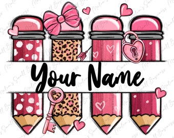 Personalized Valentine's Day school pencils png, back to school png, school png, Valentine's Day png, sublimate designs download
