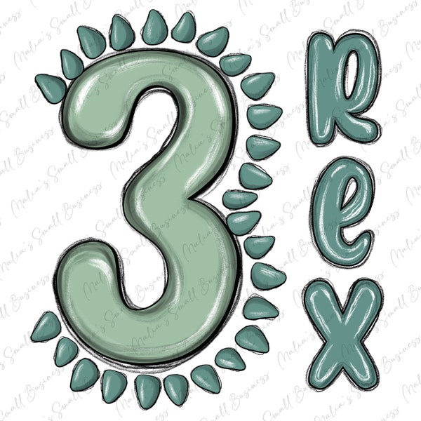 3 Rex green dinosaur png sublimation design download, birthday png, T-Rex birthday png, three birthday png, birthday party png, download