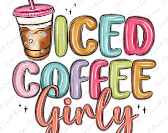 Download del design di sublimazione png per ragazze di caffè ghiacciato, caffè png, caffè amore png, caffè tempo png, download di disegni sublimati