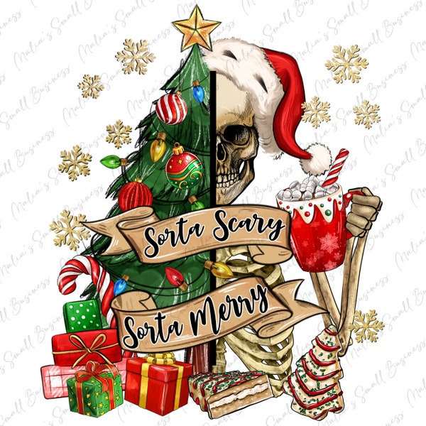 Sorta scary sorta merry skeleton Christmas Tree png sublimation design download, Christmas png,Happy New Year png,sublimate designs download