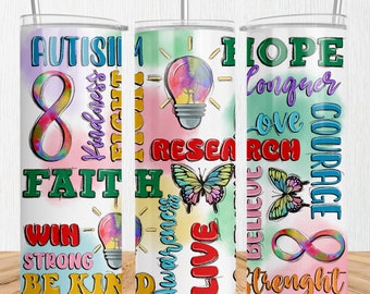 Autismus 20 oz dünner Becher png, Autismus Tumbler wrap png, Autismus 20 oz Becherdesigns, Tumbler png Download