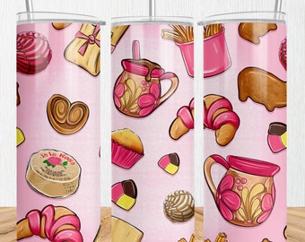 Mexican Pan Dulce 20 oz skinny tumbler png, Mexican tumbler wrap png, Pan Dulce 20 oz tumbler designs, tumbler png download