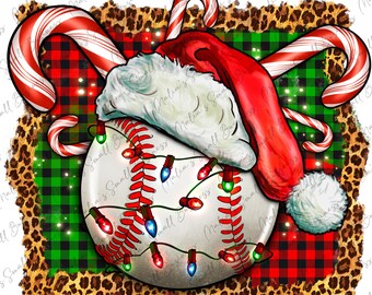 Baseball Christmas with hat and candy cane png, Merry Christmas png, Happy New Year png, Baseball png, sport png, sublimate designs download
