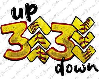 Descarga de diseño de sublimación PNG de softbol 3 arriba 3 abajo, PNG de deporte, PNG de deportes, PNG de softbol, PNG de día de juego, descarga de diseños sublimados