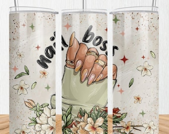 Nail Boss 20 oz skinny tumbler png, Nail artist tumbler wrap png, Boss 20 oz tumbler designs, tumbler png download