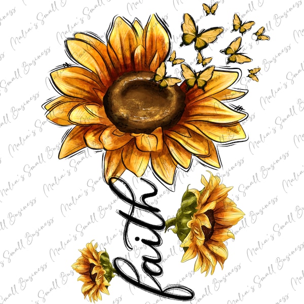 Faith sunflower png sublimation design download, Christian png, Religious png, Faith png, sunflower png design, sublimate designs download