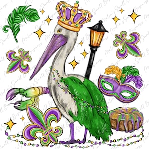 Mardi Gras pelican png sublimation design download, Mardi Gras png, flour de lis png, Mardi Gras Carnaval png, sublimate designs download