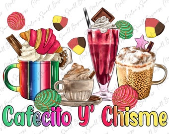 Cafecito y' chisme coffee cups png sublimation design download, coffee love png, Mexican png, coffee mug design png, sublimate download