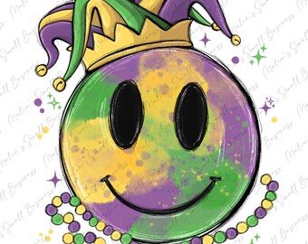 Smiley face Mardi Gras png sublimate designs download, Mardi Gras png, Mardi Gras Carnaval png, groovy png, sublimation designs download
