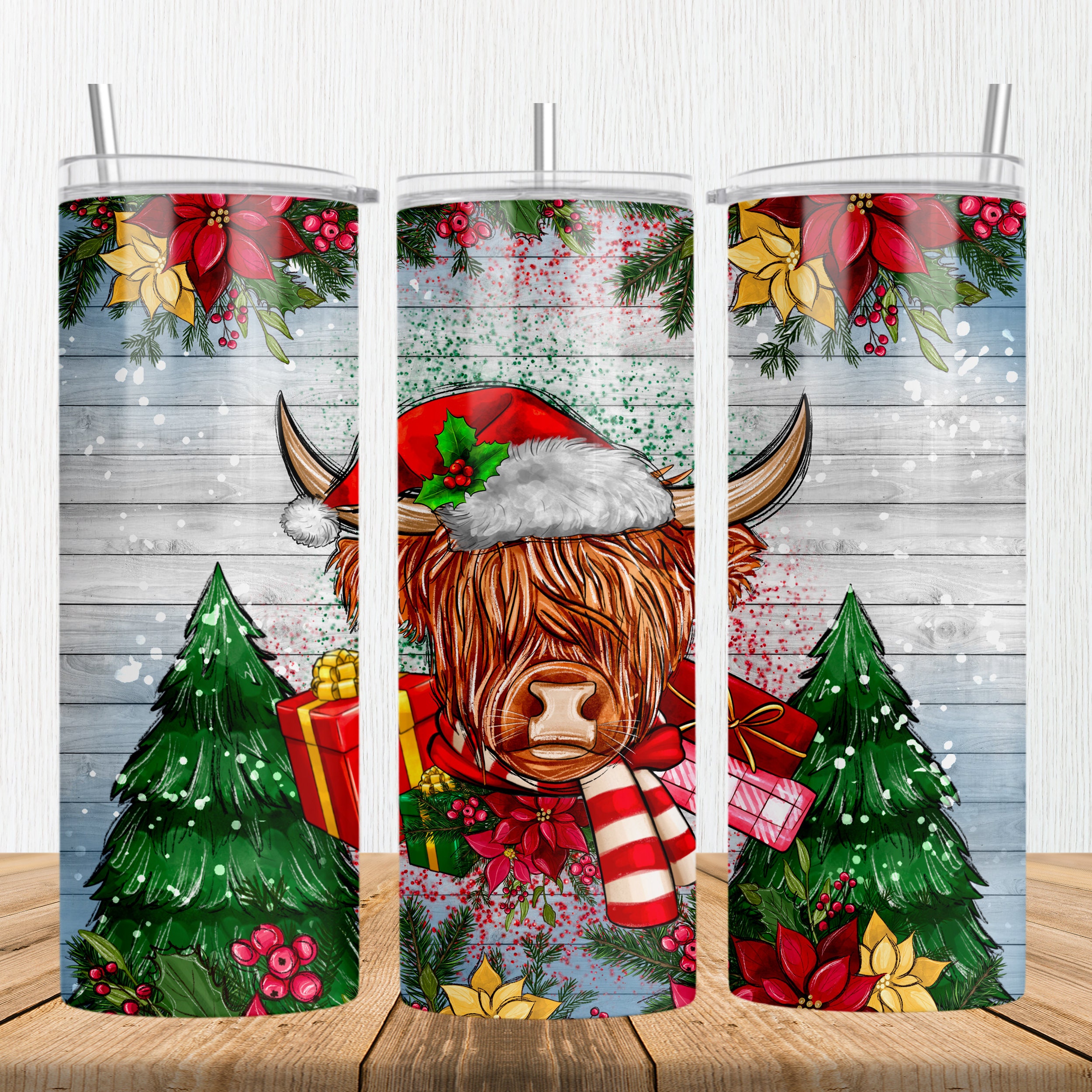 Christmas Joy Highland Cow - 20 oz Skinny Tumbler - Monkeyshine Apparel and  Gifts