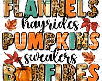 Flannels hayrides pompoenen truien vreugdevuren png sublimatie ontwerp downloaden, herfst png, herfst png, sublimeren ontwerpen downloaden