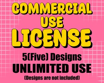 Commercial Use License for Small Businesses and Physical Products, Multiple (5) Design, Unlimited Use, Commercial Use License