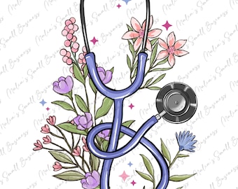 Floral stethoscope png sublimation design download, Nurse png, Nursing png, Nurse love png, Nurse stethoscope png,sublimate designs download