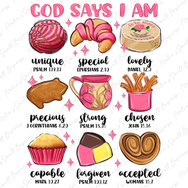 God says i am Mexican pan dulce png sublimation design download, Mexican dessert png, Mexico png, Mexican food png, designs download