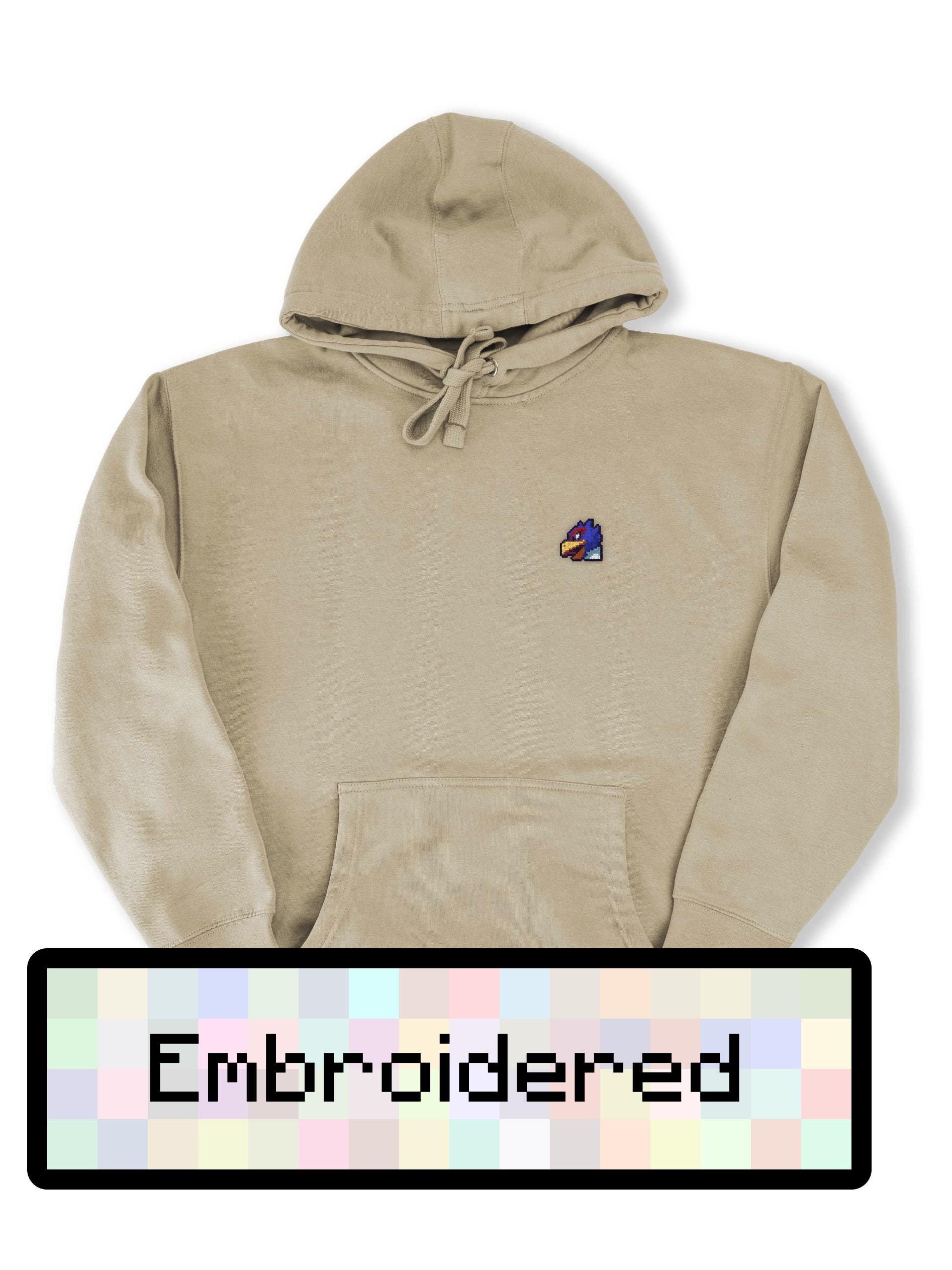 SSBM Falco Embroidered Pixel Art Hoodie - Pixel Art, Retro Gaming Fashion, Gamer Gift, SSBM-Themed Apparel, Unisex Cozy Hoodie
