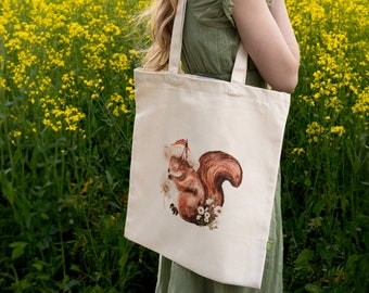 Illustrated tote bag | organic cotton tote bag | reusable bag | cottagecore book - shopping bag | ecofriendly animal bag | FAYE tote bag