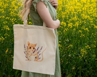 Illustrated tote bag | organic cotton tote bag | reusable bag | cottagecore book - shopping bag | ecofriendly animal bag | TILLY tote bag