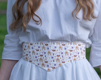 Mouse and lavender Edwardian belt | handmade in Italy Edwardian belt | organic cotton cottagecore ren faire belt | ARABELLA Edwardian belt