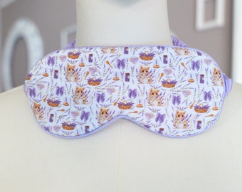 Mouse and lavender sleep mask | silk sleep mask with case | patterned sleep mask | lilac sleep mask | sleepover mask | WINNIE sleep mask