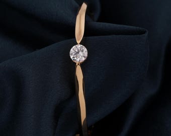 Moissaniet armband, 14 kt goud sterlingzilver, sierlijk minimalistisch ontwerp