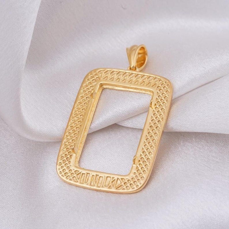 Gold Bar Pendant Frame Bezel for Swiss Credit Pamp Suisse Handmade Bar 925 Sterling Silver Bar Frame Jewelry 14K Yellow Gold Plated