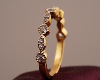 Art Deco Moissanite Chandelier Ring: 14K Gold Plated Sterling Silver