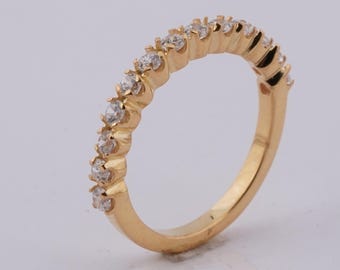 Gold Moissanit halbe Eternity Band, Sterling Silber Ehering