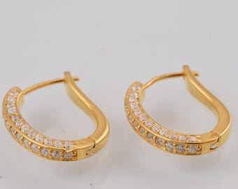 Orecchini Unisex Goldena24 Regalo Orecchini A Bottone In Oro 585 (14kt) Con Pietre Zirconi - 1 Paio, 4mm, Chiusura A Farfalla Orecchini A Bottone Con CZ