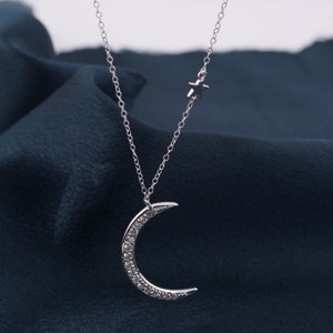 Half Moon With Stone Drop Necklace
