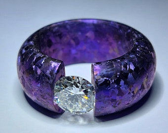 2,00 ct Diamond H/si, Crystallized Titanium Ring in numerous color. Also diamonds of different sizes available, custom made