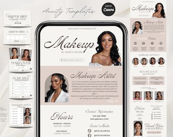 Makeup Acuity Scheduling Template MUA Website Make-up Buchungsseite Braun Makeup Artist Square Template Canva Diy