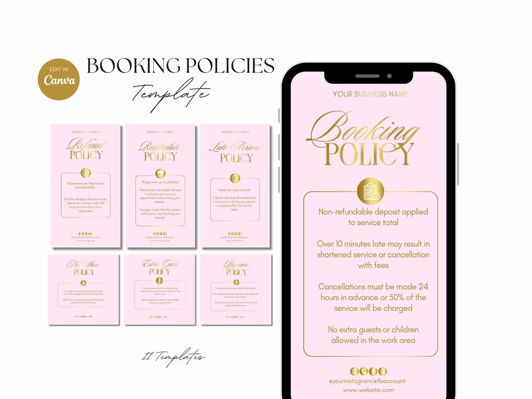 Booking Policy Template Nail Tech Instagram Story Post Lash Hair Nail ...