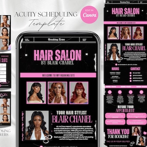 Hair Stylist Acuity Scheduling Template Hair Website Classy Acuity Booking Site Hair Stylist Branding DIY Acuity Braider Canva Template