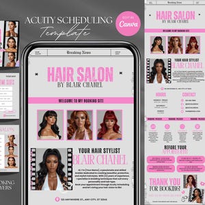 Hair Stylist Acuity Scheduling Template Hair Website Classy Acuity Booking Site Hair Stylist Branding DIY Acuity Braider Canva Template