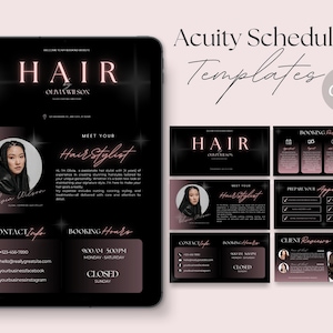 Hair Stylist Acuity Scheduling Template | Hair Stylist Branding | Hair Stylist Website | Canva Templates | Black and Pink Acuity