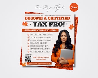 Fully Editable Tax Prep Service Flyers, Fall Tax Season Flyers, Accounting Services Flyers, Business Tax Preparer Flyers, Canva Template