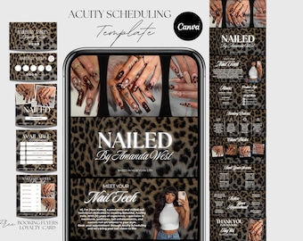Nail Tech Acuity Scheduling Template Nail Website Nail Tech Acuity Booking Site Template Nails Acuity Salon Scheduling Page Cheetah Print